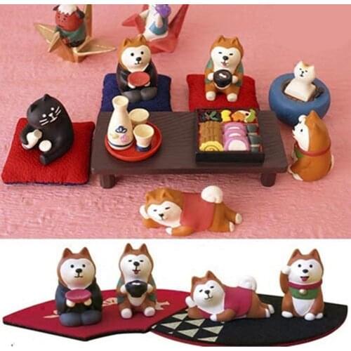 Dog Figure Lovely Cartoon Shiba Inu Shaped Dog Resin Doll for Dinning Room Cute Doll Model For Office Home Decoration Kids Toys
