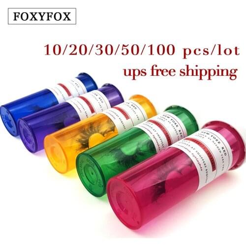 FOXYFOX 10/20/30/50/100 pcs Pill Eyelash Packaging Box Custom Logo 3d Mink eyelashes Boxes Faux Cils lash stripe Empty Case