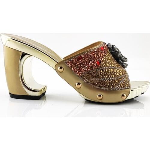 Italian Nigerian Party Shoes Without Bag Set Gold color Fashion Slipper Wedding African Shoes Not Matching Bag Set Women Shoes