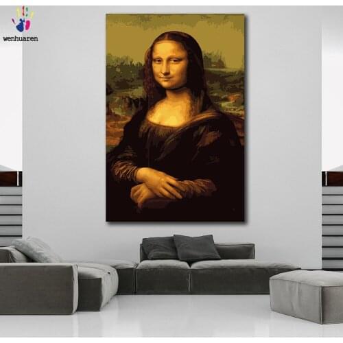 DIY colorings pictures by numbers with colors Da Vinci Mona Lisa picture drawing painting by numbers framed Home