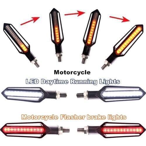 KEbidumei Motorcycle Turn Signals Tail Light LED Flowing Water Flashing Blinker Brake/Running Light DRL Flasher Tail Lamp