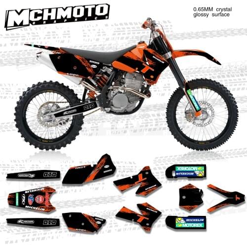 MCHMFG For KTM 125 200 250 300 400 450 525 540 EXC 2005 2006 2007 Full Graphics Decals Stickers Kit Custom Number Name Stickers