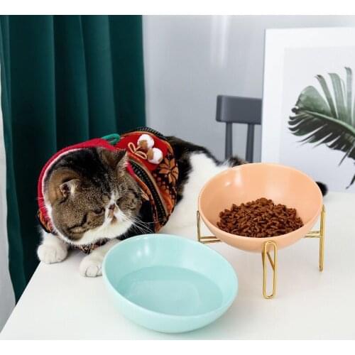 Metal frame polychrome ceramic pet bowl cat bowl dog bowl cat food bowl ceramic bowl cat food water bowl