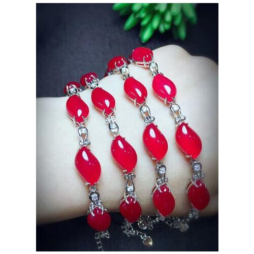 Fashion Fine Jewelry 925 Silver Mosaic Natural Ice Colour Leaf Shape Jade Hand Catenary