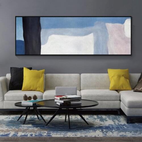 Bedside Abstract Beige Pink Blue Canvas Painting Modern Living Room Long Picture Wall Art Prints Indoor Minimalist Poster Decor