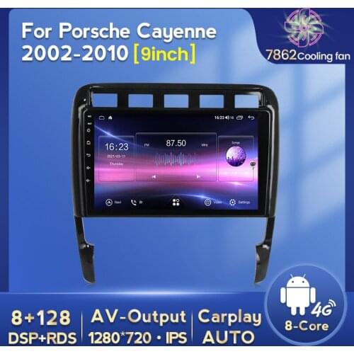 Cooling fan! Android 11 6GB+128GB Car GPS Navigation Radio Player For Porsche Cayenne 2003-2010 S GTS Octa Core DSP 4G LTE RDS