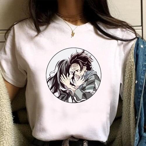 2021 New Hot Demon Slayer Tshirt Japanese Harajuku Style Tops Funny Women O-neck Short Sleeved Casual Kawaii Clothes Male