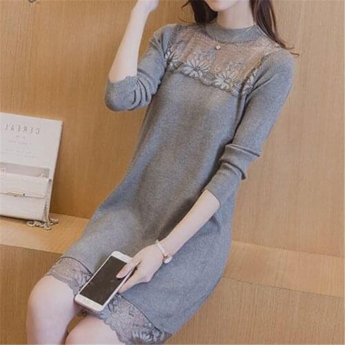 New Autumn Winter Fashion Women O-Neck Knitted Dress Slim Elegant Knitted Sweater Pullover Lady Bodycon Dresses One Piece WZ158