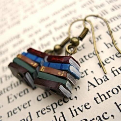 Creativity Irregular Drop Earrings Books Earrings Multicolor Hook Earring Dangle Earring Library Pile Of Book Earring Creativity