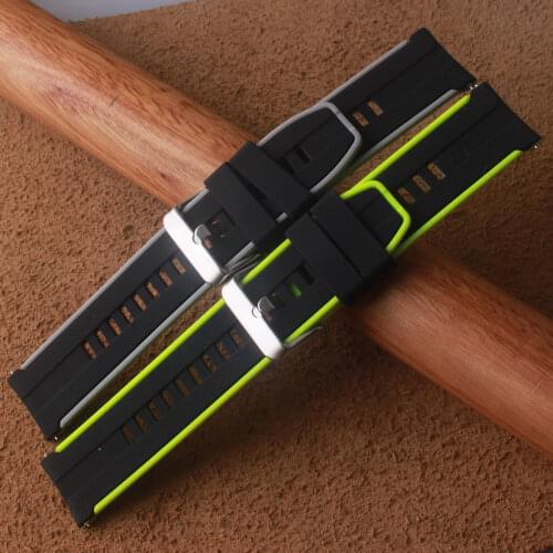 20mm 22mm Silicone Sport Strap Driving Waterproof Watchband Men Rubber Replacement Bracelet Watch Band Black and Grey Yellow Red