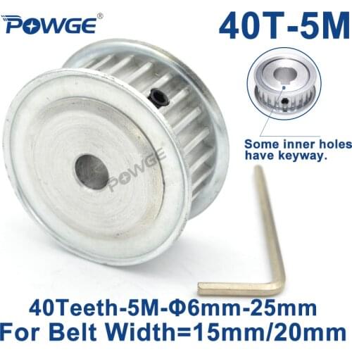 POWGE 40 Teeth HTD 5M Synchronous Timing Pulley Keyway Bore 8/10/12/14/15/16/17/19/25mm for Width 15/20mm HTD5M Gear 40Teeth 40T