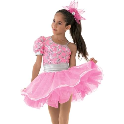 Girls Modern Dancing Dress Female Ballet Tutu Dress Female Latin Dance Performance Sequins Skirt Children Dancing Costumes D0451
