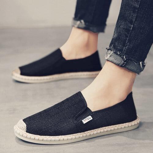 Summer Ethnic Style men Espadrille Casual Flats Shoes Canvas Driving Loafers Flats Hemp Insole Fisherman Shoes 2020