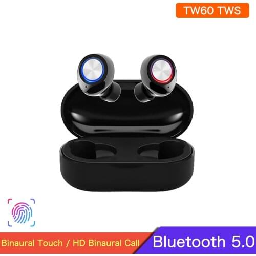 TW60 TWS Wireless Bluetooth Earphone Touch Control Headset Bass Surround HiFi Stereo Earphones Noise reduction With Charging Box