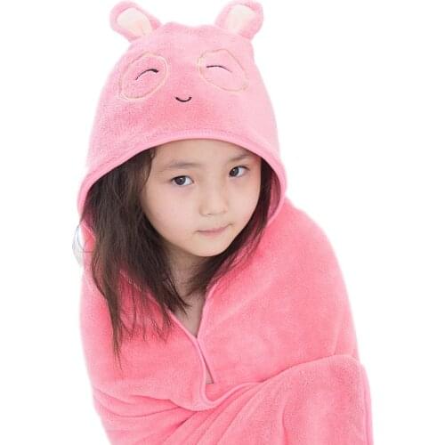 Coral Fleece Thicken Soft Bath Towel With Hooded Childrens Bath Towel Bathrobe Microfiber Absorbent Infant Shawl Cloak Blanket
