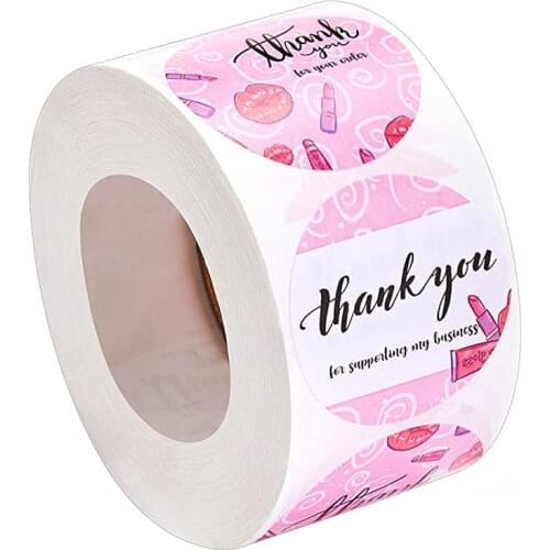 50-500pcs Thank you for supporting my business Stickers 1.5inch Cosmetic lip gloss packaging stickers Love Letter Decor