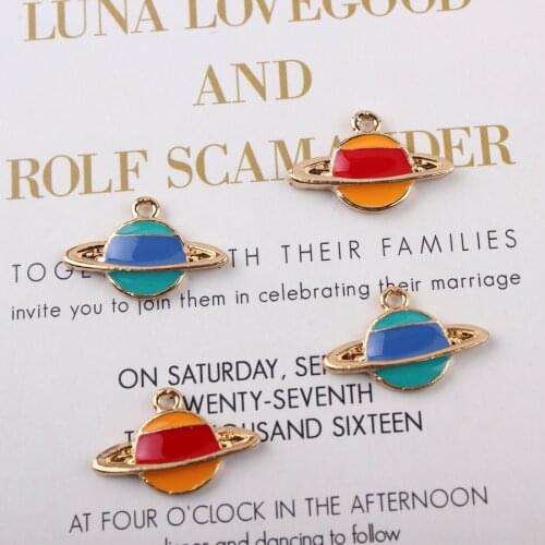DIY Jewelry Findings Ornament Accessories Colorful Enamel Alloy Fashion Saturn Shap Alloy Charms Fit Girls Earring Necklace