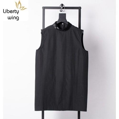 Drop Shoulder Tank Top 2020 New Cotton Beading Streetwear Hip Hop Vest Sleeveless Funny Men Loose Style Tee Shirt Homme