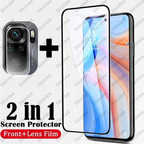 Skinlee Screen Protector Film For Redmi Note 10 Full Tempered Glass Screen Glass 2 in 1 For Xiaomi Redmi Note 10 Pro Lens Film