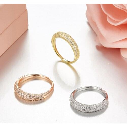 SLJELY Fashion Brand Design 925 Sterling Silver Micro Inlay 5 Rows Cubic Zircon CZ Women Engagement Wedding Finger Rings Jewelry