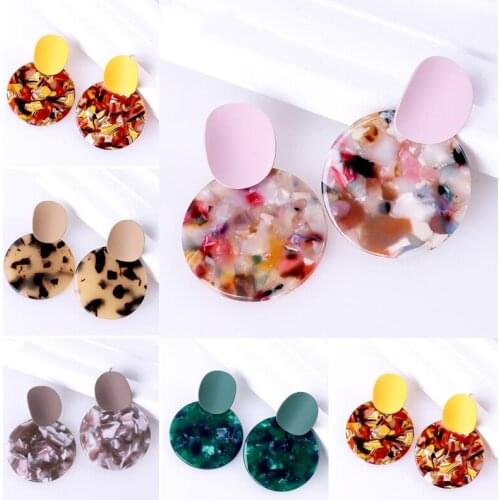 Women gold earrings Ladies hoop korean gold vintage statement big indian fashion jewelry drop geometric ethnic Acrylic earrings