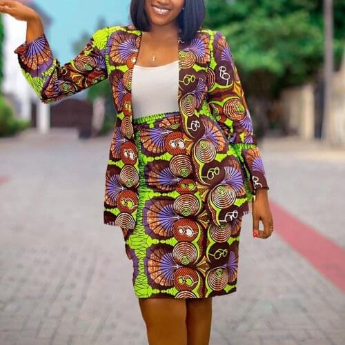 2021 New Arrival Famous Brand 2 pcs Women Set Print Notched Blazer Mini Dress Office Lady Outfits