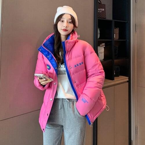 Winter Down Padded Jacket Outerwear Female Korean The Color Matching Loose Fashion Short Overcoat Women Thick Warm Parka Coat