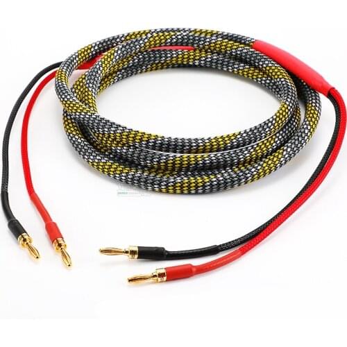 1Pcs speaker fever audio cable dedicated hifi pure copper banana Y plug pin plug power amplifier oxygen-free copper braid