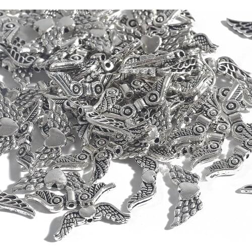 10-50Pcs/Lot Mixed Angel Wing Charms Pendants Antique Silver Wing Charms for DIY Jewelry Making Bracelet Necklace Accessories