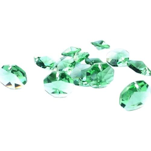 1000pcs/lot 14mm Apple green octagon crystal glass prism beads in 1 hole for chandeliers accessories lamp parts decoration