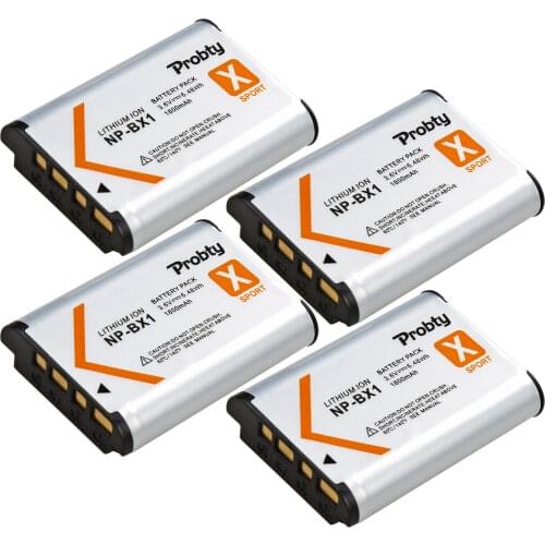 4pcs 1800mAh NP-BX1 BX1 Camera Batteries Battery AKKU pack For Sony DSC-RX100 IV RX10 II RX1 HX300 WX300 WX500 HDR-AS15 CX240E
