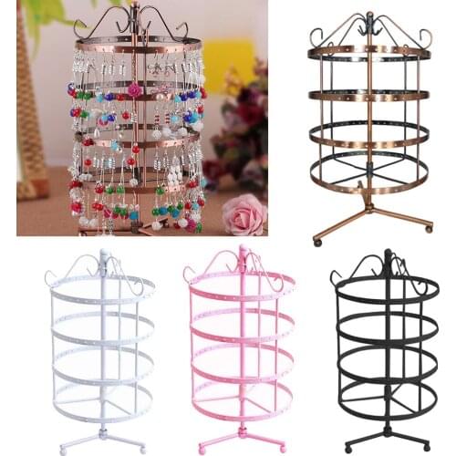 4 Levels Rotating Metal Jewelry Organizer Earrings Display Stand Holder