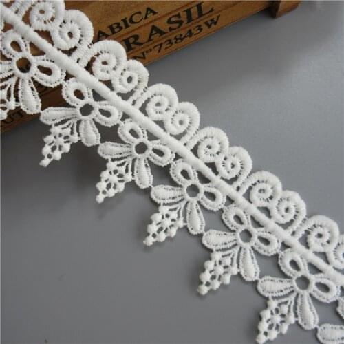5 yards White Cotton Bowknot Fringe Embroidered Fabric Lace Edge Trim Applique Ribbon Handmade DIY Sewing Craft Decoration