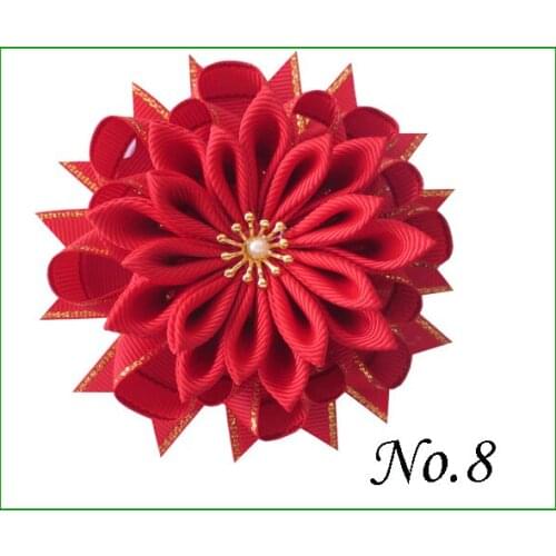 50 BLESSING Girl 3.5" Golden Birds Nest Hair Bow Elastic Flower Hair Band Baby