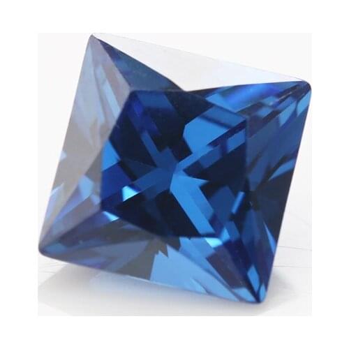 50PCS 2x2~10x10mm Square Shape Blue color AAAAA Loose Cubic Zirconia stone Princess Cut CZ Stone For Jewelry DIY