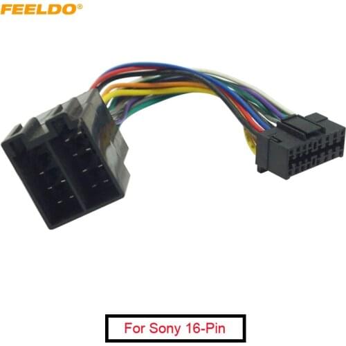 FEELDO Car Stereo Radio Wire Harness Adapter For Sony 16-Pin Connector Into Radio To ISO 10487 Connector Into Car