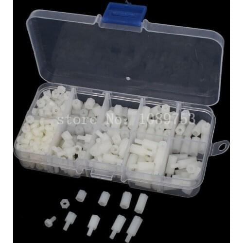 White Nylon M3 Hex Column Standoff Support Spacer Screw Nut 300 in 1