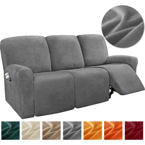 1 3 Seater Recliner Cover Split Design Elastic All-inclusive Sofa Slipcover for Living Room Velvet Plush Lounger Armchair Covers
