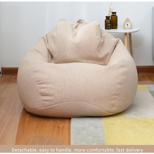 Sofa Sleeve Couch Washable Linen Bean Bag Chair With Filling Stuffed Pouf Ottoman Beanbag Sofa Bed Puff Relax Lounge Furniture