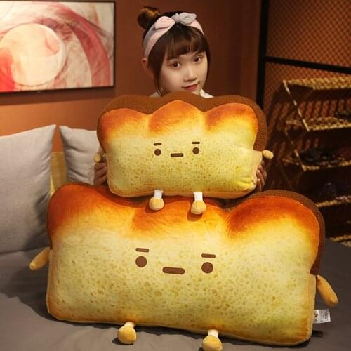 Sofa Pillow Simulation Toast Bread Plush Toy Stuffed Doll Sofa Pillow Cushion Decor Gift Plush Pillows 2021