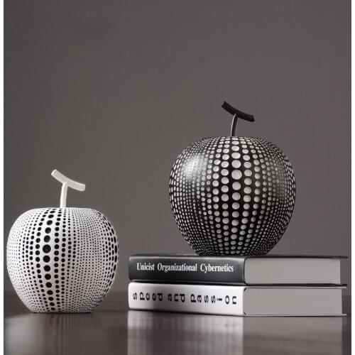 Europe Black and white apple resin Originality home decoration crafts Tabledesk decoration halloween cabochon apple Figurines