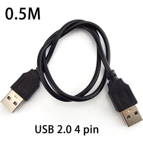 Double USB 2.0 Type A Male to Male Computer Extension Cable Adapter Connector Extender Cord High Speed Transfer Data Sync Line