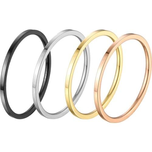 Simple Thin 4 Color Stainless Steel Minimalist Ring Set Elegant Fashion Jewelry Accessories Ring Design for Women Girl