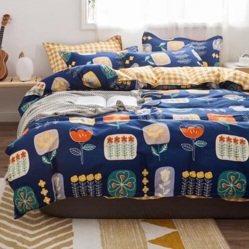 Pastoral blue Bedding Set, Duvet Cover Set With Pillowcase 200x230,Plant pattern Quilt Cover 220x240,King Size Blanket Cover