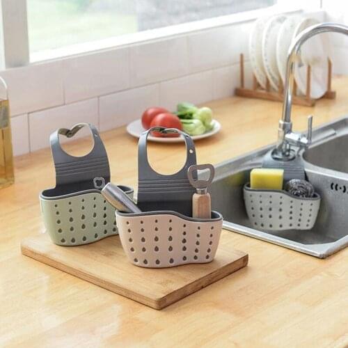 Kitchen Utensils Sink Double Drain Bag Storage Rack For Sponge Soap Holder Pool Storage Supplies Hanging Basket Drain Rack