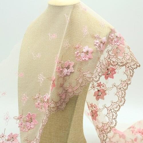 MLAEY 2Yards Pink Exquisite Embroidery Lace Trim High Quality Lace Fabric DIY Craft&Sewing Dress Clothing AccessoriesHB120
