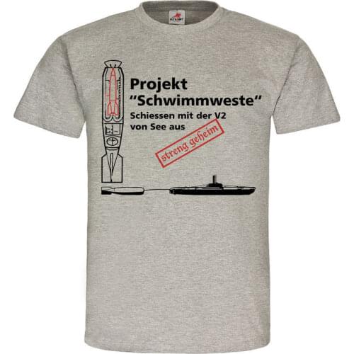 Brand New Short-Sleeve Cotton Print Men T Shirt Schwimmweste U-Boot Rakete Marine Geheim V-Waffe Schiebenbulk T Shirts