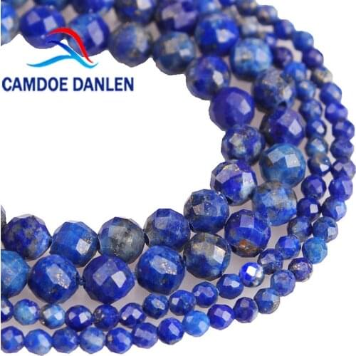 Natural Precious Faceted Lapis Lazuli Stone Sparkling Cut Small Round Beads For Jewelry Making 2/3/4mm DIY Bracelet Necklace