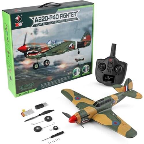 2021 New Wltoys A220 RC Airplanes Four-Channel Like Real Machine P40 Fighter Remote Control Glider Unmanned Aircraft Outdoor Toy