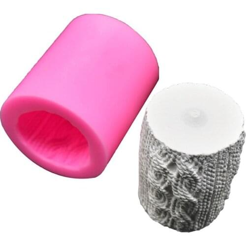 New Top Sale 3D Knitting Wool Cylinder Silicone Candle Silicone Mould Lines Cylinder Shape DIY Candle Mold Craft Tools